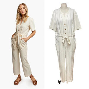 ABLE Shirley Utility Jumpsuit in Antique‎ White Size US XXL